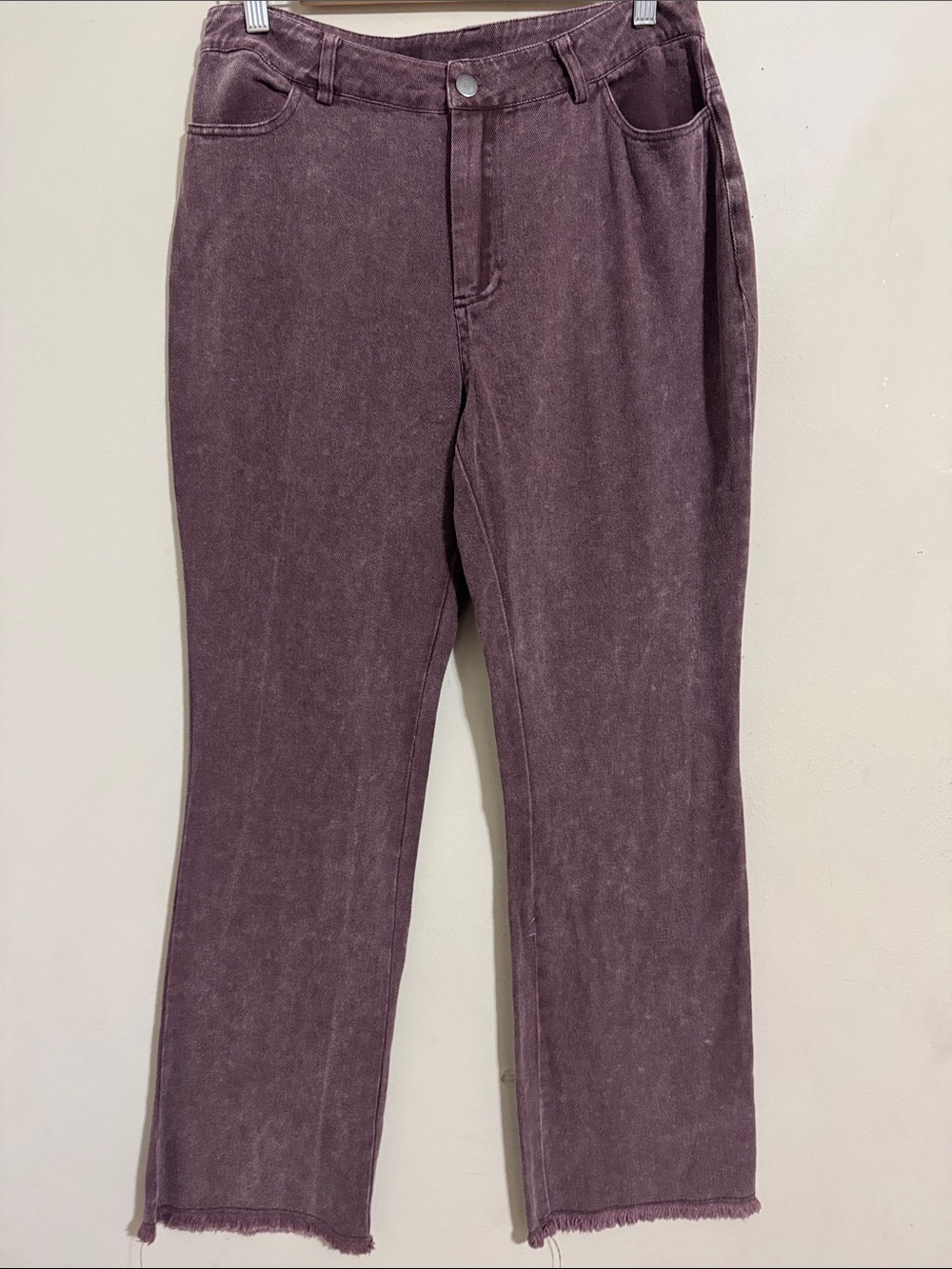 NWT Le Lis Soft Denim Jeans Wide Leg Raw Hem Washed Plum size M Casual Grunge